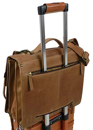 Idéal en bagage cabine ce cartable serviette XXL Landleder en cuir de vachette peut se porter par la poignée ou en bandoulière ou encore fixé sur un trolley lors de tous vos déplacements.