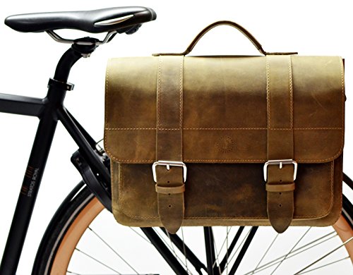 Cartable cuir vintage pour laptop 15 pouces avec système de fixation sur vélo FS bike pour enseignant ou profession libérale
