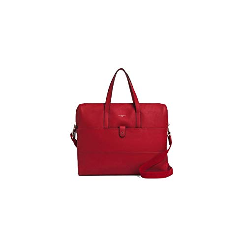 Grande sacoche cuir rouge grainé pleine fleur vachette pour ordinateur 14 pouces portable Le tanneur Violette, pour femme active sophistiquée, sac de travail urbain