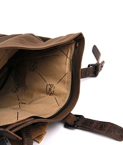 Intérieur du sac à dos en cuir et toile canevas, avec compartiment rembourré pour Laptop, Presly & Sun, Idéal pour les hommes urbains.