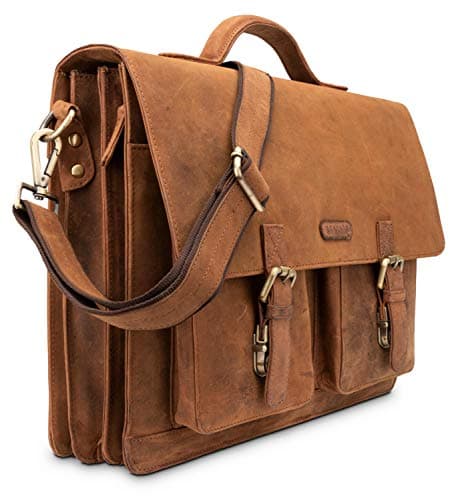 Cartable en cuir vintage à 2 compartiments, le cartable préféré des profs.