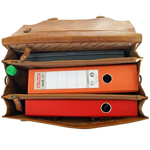 Cartable en cuir vintage avec 2 soufflets pour enseignant ou étudiant Baron de maltzahn