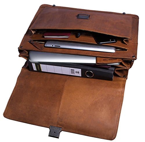 Cartable cuir original à 2 soufflets couleur cognac Hill Burry