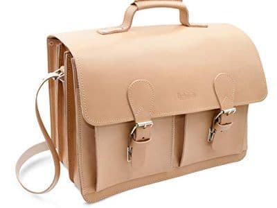 Cartable 3 soufflets cuir natural, Thielemann, fabrication artisanale en Allemagne, tannage végétal