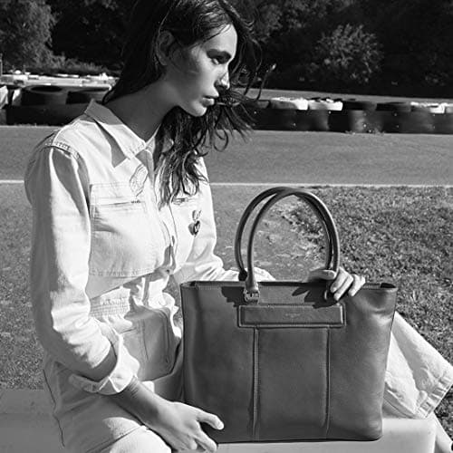 Grand sac cartable Le Tanneur en cuir grainé noir style cabas