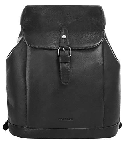 Sac à dos cartable en cuir noir pour femme noir, Harolds casual et chic, fermoir Tuck