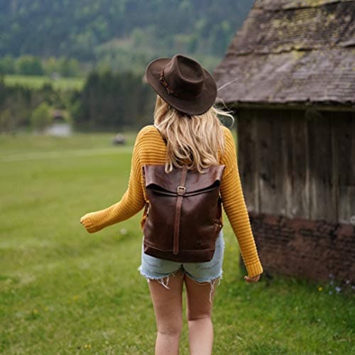 Sac à dos en cuir marron pour femme Sid & Vain pour laptop 15,6 pouces