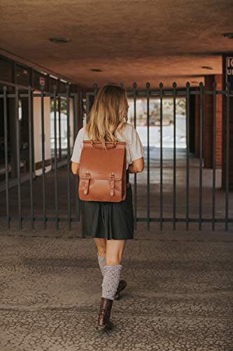 Sac à dos en cuir marron clair PU Ecosusi au prix tout doux