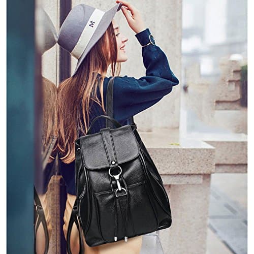 Sac à dos en cuir noir pour femme de style élégant
