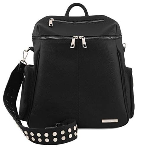 Petit sac à dos original en cuir noir pour femme