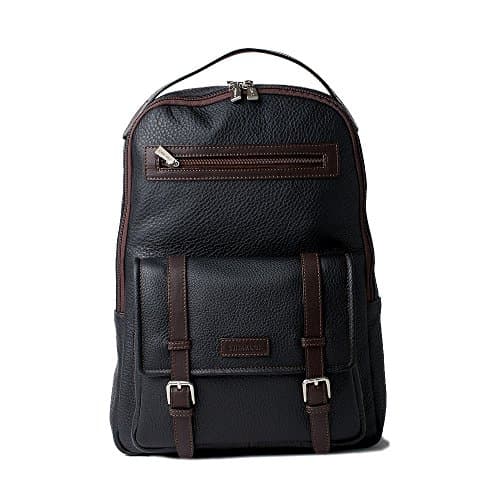 Sac à dos Chiarugi en cuir noir et marron pour homme, vraiment élégant