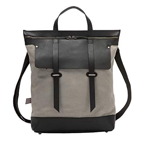 Cartable sac à dos Dudu en cuir gris esprit Vintage pour femme avec jeu de couleurs bicolores.