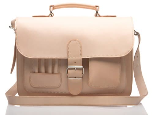 sac cartable bandoulière pour femme en cuir beige naturel Uber