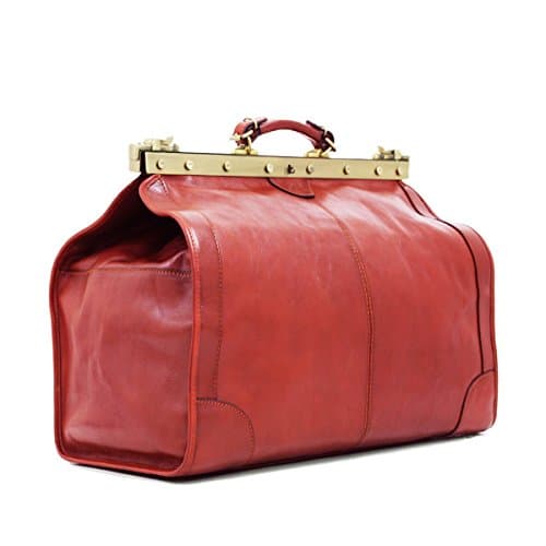 Sac style doctor bag en cuir rouge pour femme