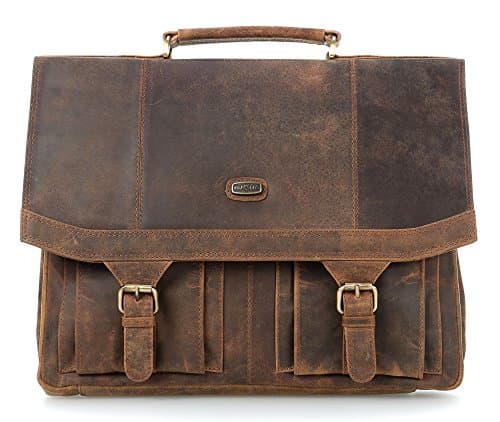 Sacoche briefcase en cuir marron vintage Harolds