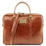 Élégant briefcase en cuir pleine fleur cognac Tuscany