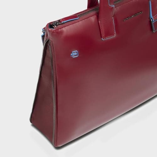 Sac cartable rouge en cuir lisse pour femme