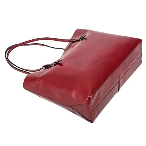 Sac à main cuir rouge style cartable pour femme