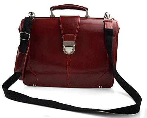 Sacoche docteur XXL en cuir rouge avec bandoulière