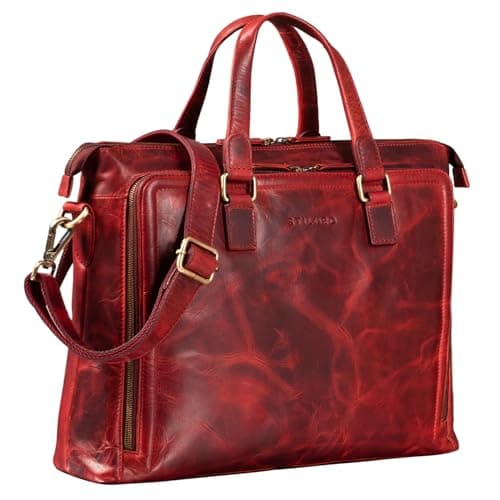 Sac business femme cuir rouge avec bandoulière amovible