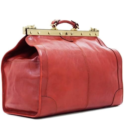 Sac style doctor bag en cuir rouge pour femme