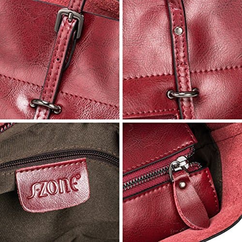 Sac cartable cuir rouge femme avec détails de finition