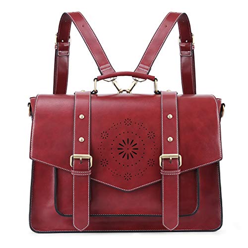 Sac cartable à bretelles rétro en cuir PU rouge pour femme, idéal à vélo (cuir synthétique)