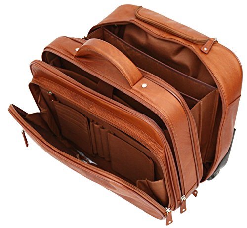 Valise pilote en cuir marron cognac avec housse pour ordinateur amovible Cortez