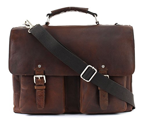 Très beau cartable masculin en cuir marron profond avec bandoulière amovible.