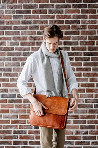 Cartable bandoulière Berliner Bags pour laptop 15,5 pouces en cuir marron