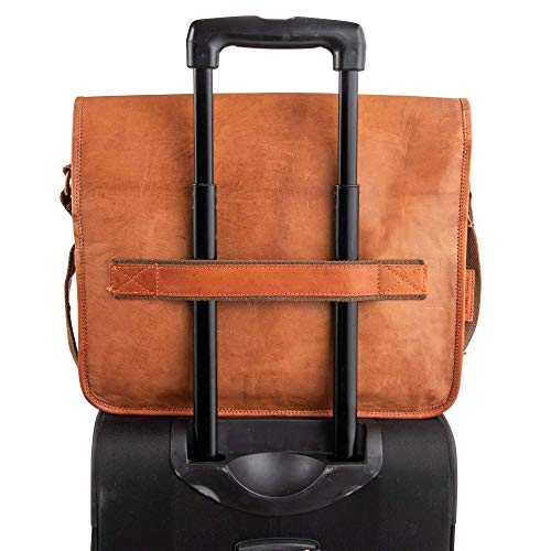Cartable bandoulière Berliner Bags pour laptop 15,5 pouces en cuir marron idéal pour voyager avec son passant pour valise trolley