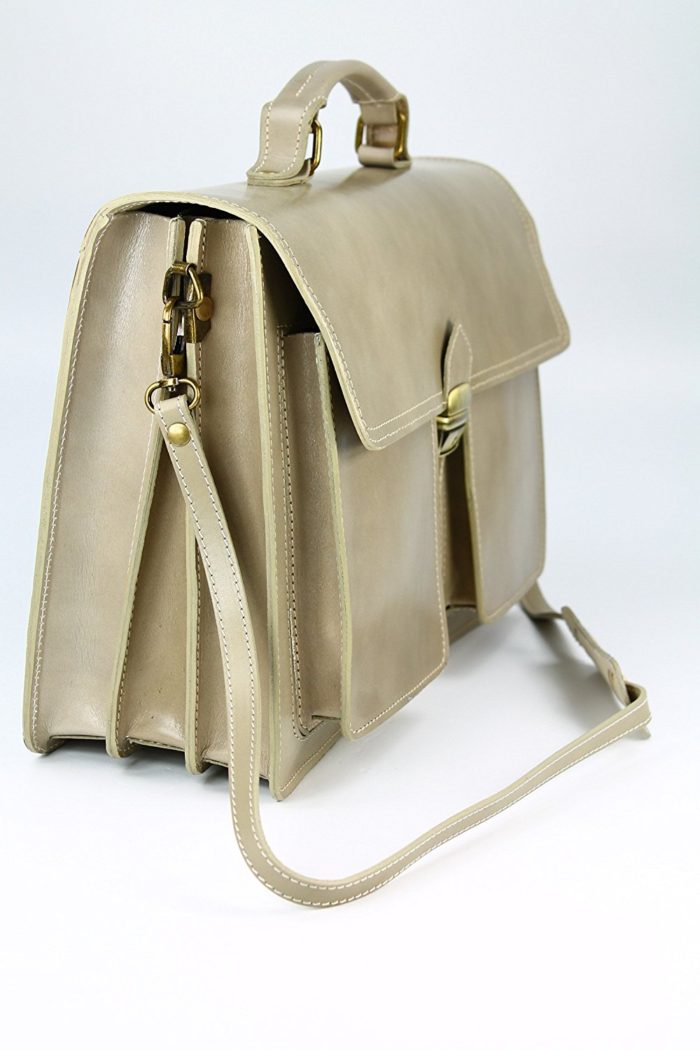 Le cartable beige en cuir italien Belli