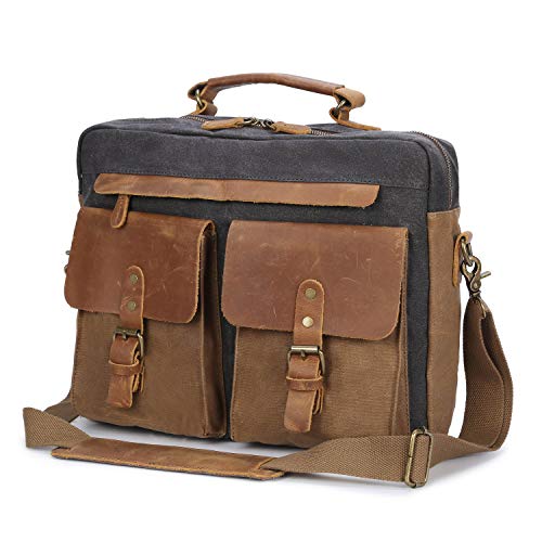 Cartable business en cuir et toile Vintage pour laptop