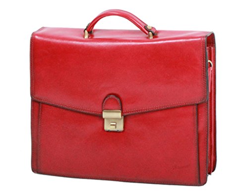 Cartable classique Katana en cuir rouge pour femme à 2 soufflets