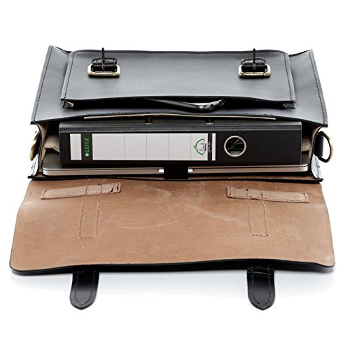 Cartable Sid and Vain en cuir noir pour laptop de 15 pouces