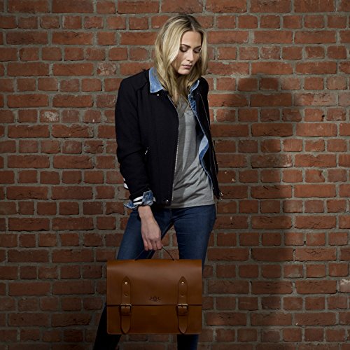 Cartable bandoulière en cuir marron XL épuré Sid Vain pour femme