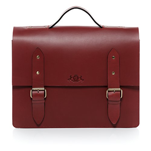 Cartable bandoulière en cuir rouge XL épuré Sid Vain pour femme