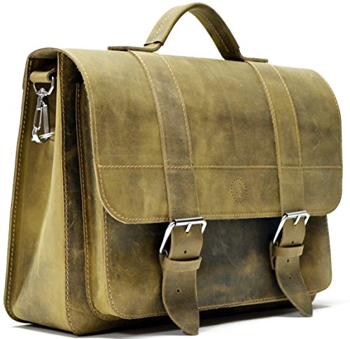 Sacoche cuir laptop 15 pouces look vintage fixation bagage vélo pour prof à vélo, tannage naturel, cuir imperméable, pour laptop 15 pouces, look vintage