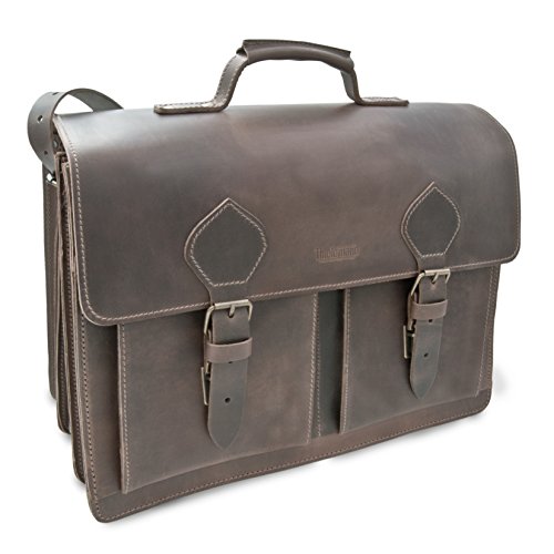 Cartable cuir Homme XXL Cuir vintage épais 3 soufflets, 42 cm