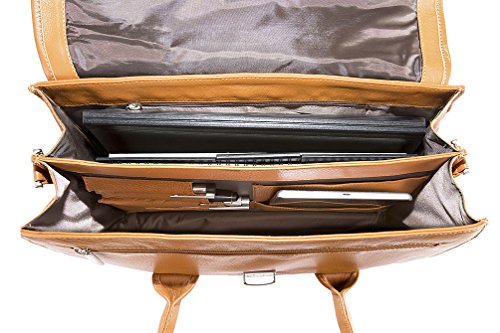 Cartable pour femme en cuir beige, Alpender idéal comme sacoche de travail pour un style élégant et féminin avec son intérieur bien organisé
