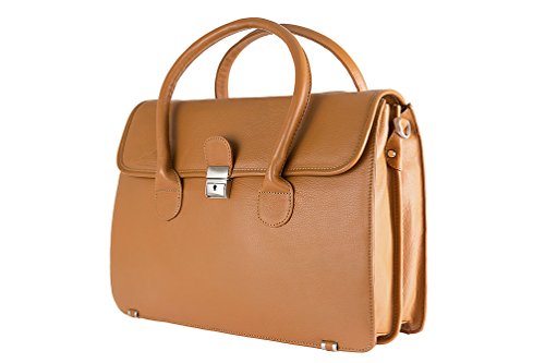 Cartable pour femme en cuir beige, Alpender idéal comme sacoche de travail pour un style élégant et féminin avec ses jolies anses