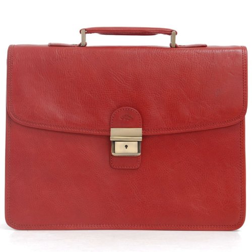 Rouge et Original, le cartable sacoche en cuir rouge grainé pour femme Katana, sac de travail