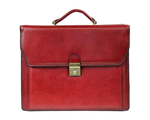 Rouge et classique, le cartable sacoche en cuir rouge vif pour femme Katana, sac de travail en cuir rouge vif idéal pour les professions libérales.