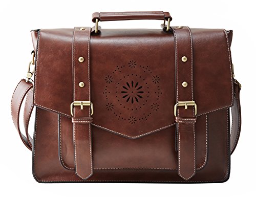 Sac cartable femme rétro à bretelle en PU cuir Ecosusi