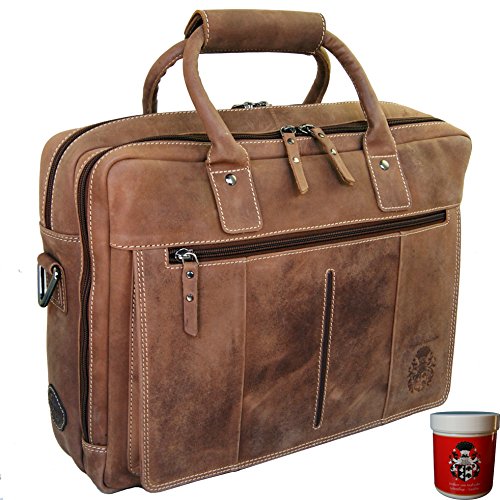 Cartable sacoche vintage marron Baron de Maltzahn pour ordinateur