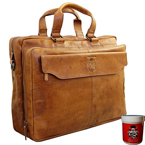 Cartable sacoche vintage cognac Baron de Maltzahn pour ordinateur