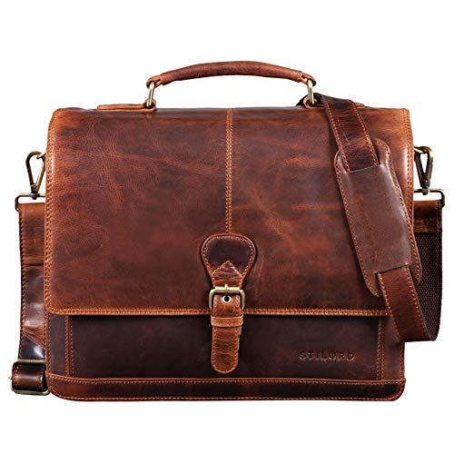 Porte-document Francis en cuir marron cognac pour prof