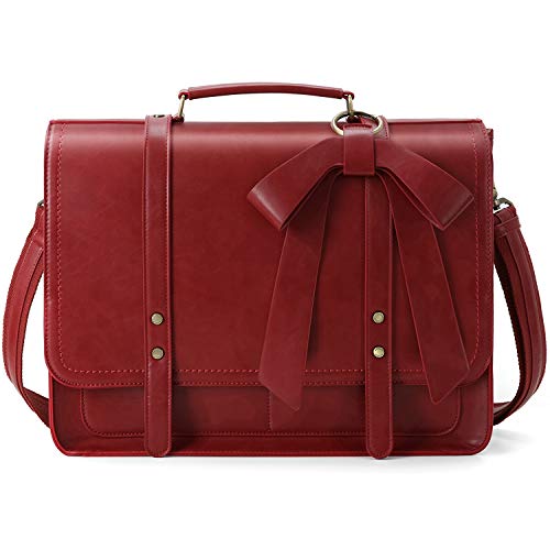 Cartable en simili cuir rouge glamour et féminin avec compartiment laptop Ecosusi
