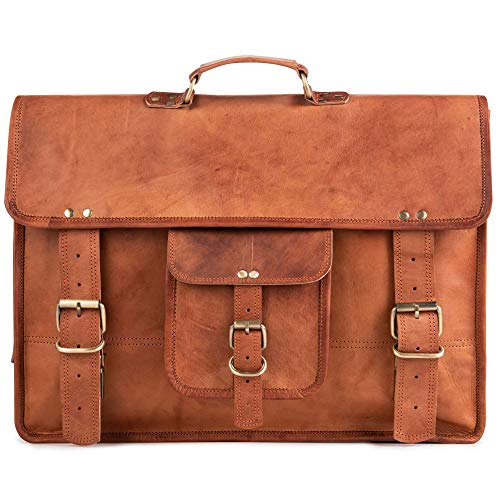 Cartable sacoche pour laptop 15 pouces en cuir marron Berliner Bags
