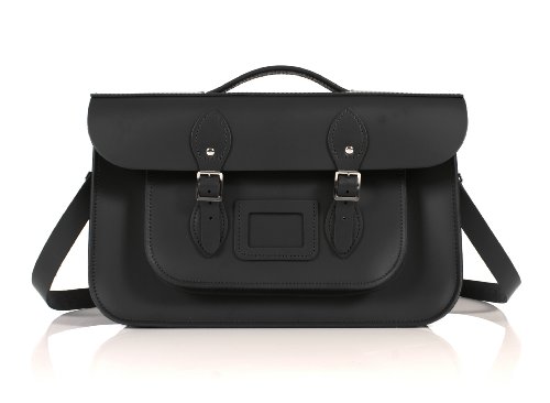 Cartable cuir satchel Oxbridge fabriqué main en Grande Bretagne, noir, idéal en cartable sac à main pour jeune étudiante